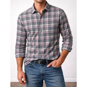 Nordstrom Men’s Shop Trim Fit Plaid Cotton Button Down Shirt Size L.